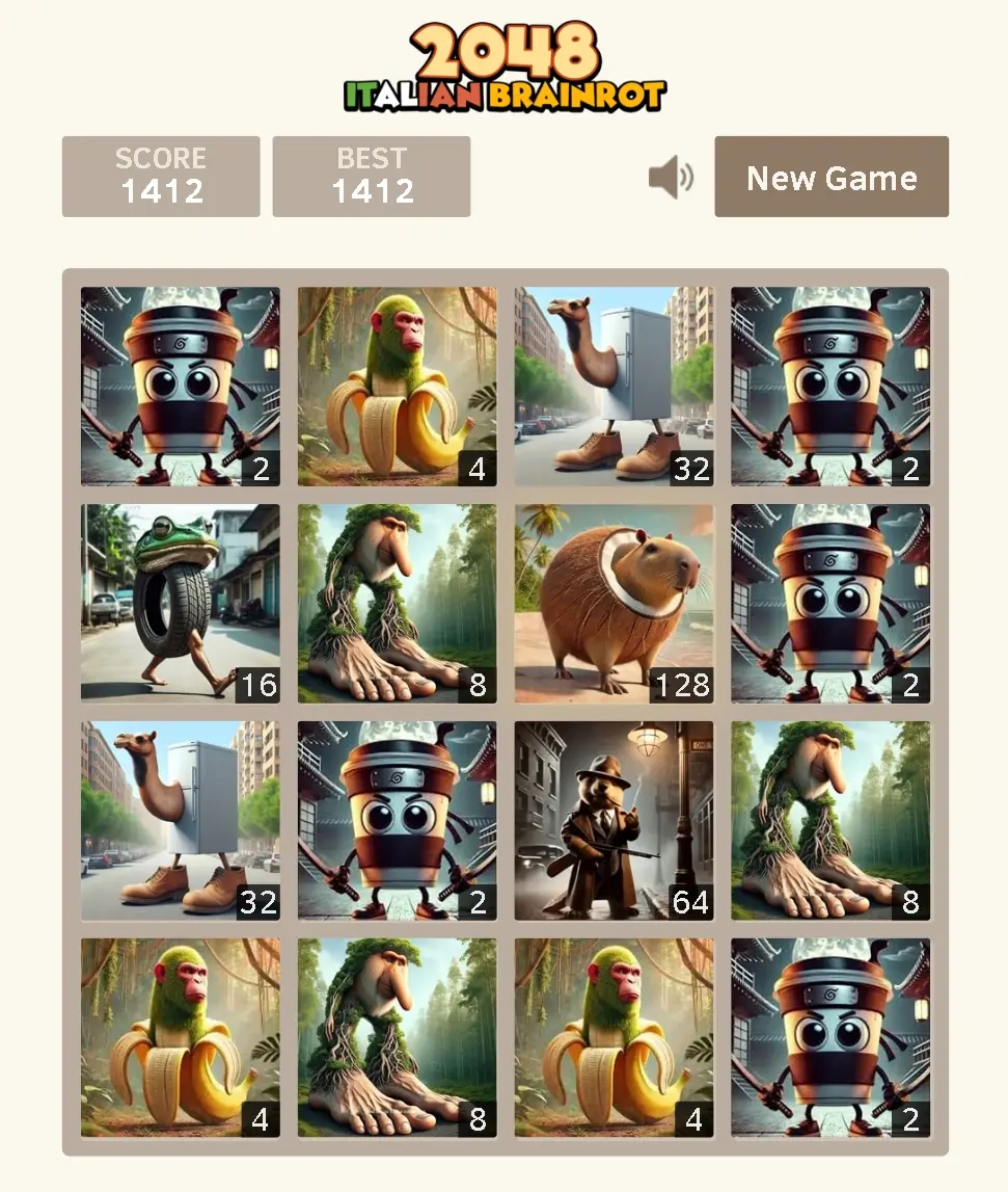 2048 Italian Brainrot: Character Fusion