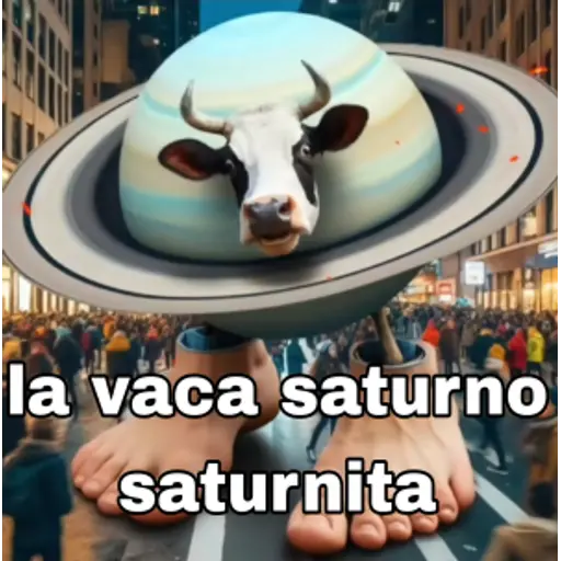 La Vaca Saturno Saturnita - A cosmic cow with Saturn rings from Italian Brainrot Mode