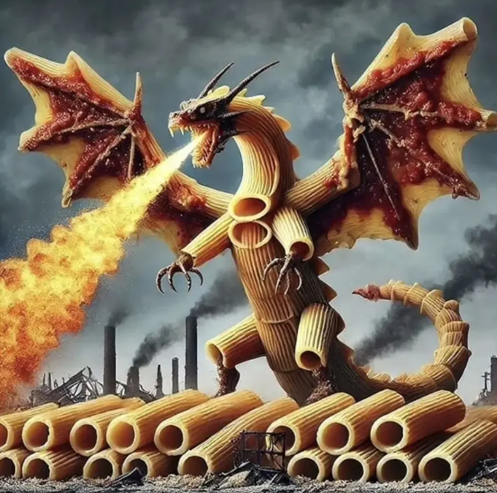 Cannelloni Dragoni - A pasta-dragon hybrid character from Italian Brainrot Merge Fellas
