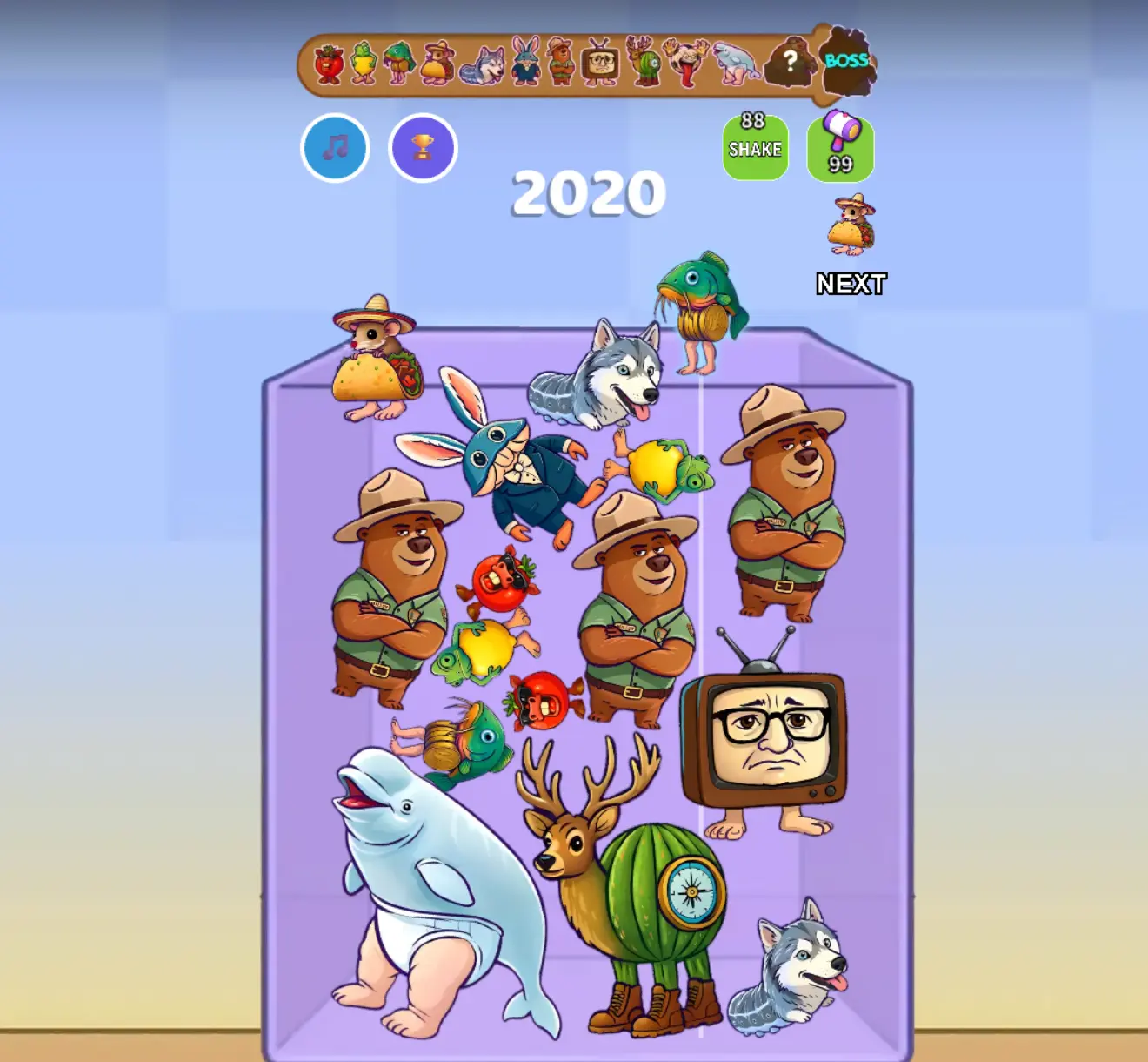 Merge Fellas Italian Brainrot 21 gameplay showing food-animal hybrid characters