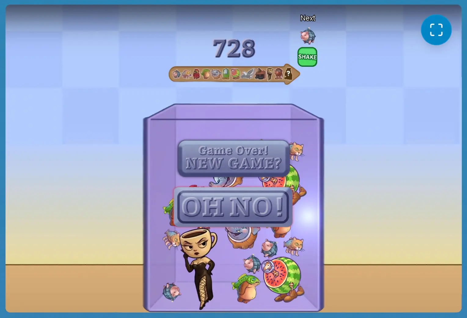 Espressona Signora on the Merge Fellas Italian Brainrot III Game Over Screen